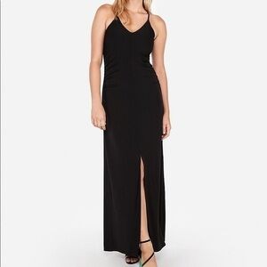 NWOT Black Express Ruched Side Slit Maxi Dress New